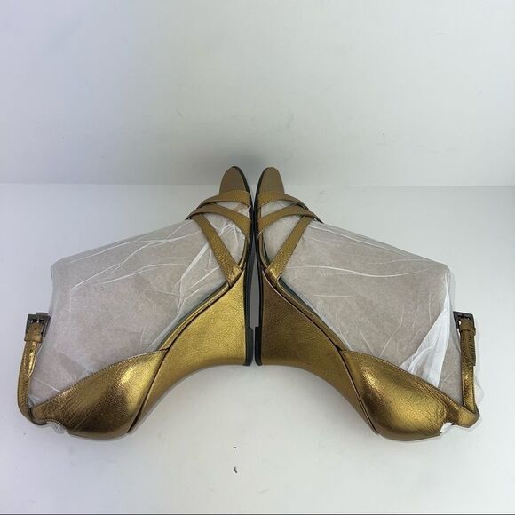 Sigerson Morison • Bronze Dress Wedge Sandals w/ New York Patent - Picture 8 of 14